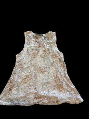 Sleeveless Metallic Lace Tank Top - Neutral Gold